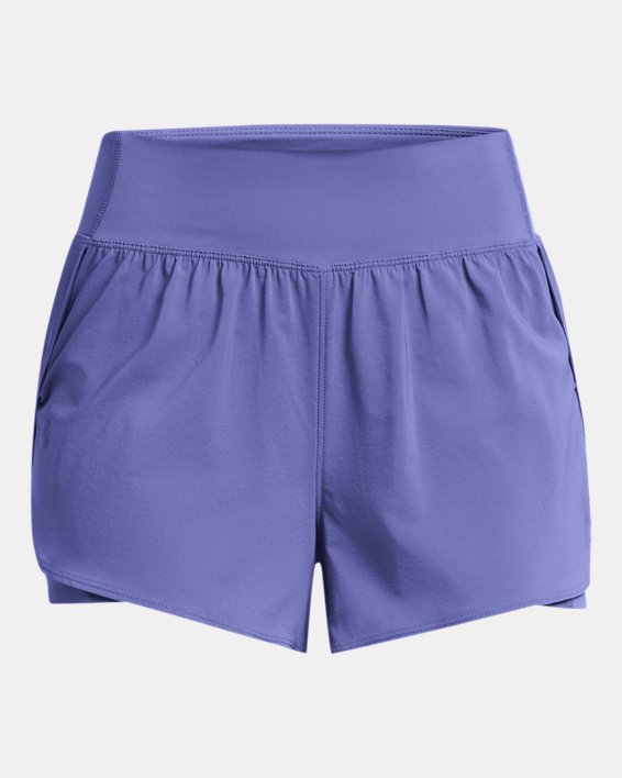 Pantalón corto 2 en 1 tejido UA Flex para mujer, Purple, pdpMainDesktop image number 4